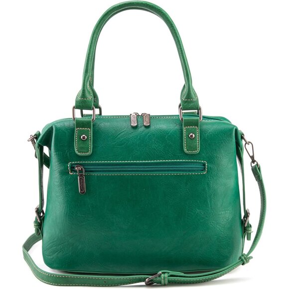 Women's Green Detachable Satchel Hobo Strap Shoulder Barrel Doctor Hand Bag - Picture 5 of 6
